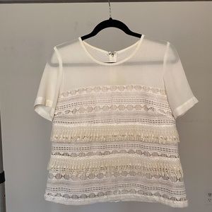 Blouse with fringe detail